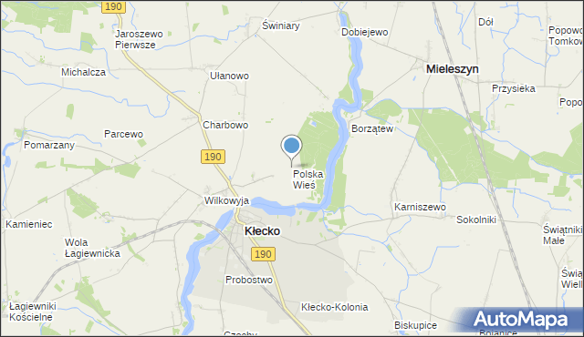 mapa Polska Wieś, Polska Wieś gmina Kłecko na mapie Targeo